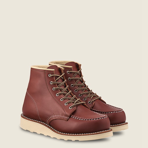 Red Wing Womens 6-inch Classic Moc - Short Atanado Leather - Heritage Boots Burgundy - 4359IHDGC